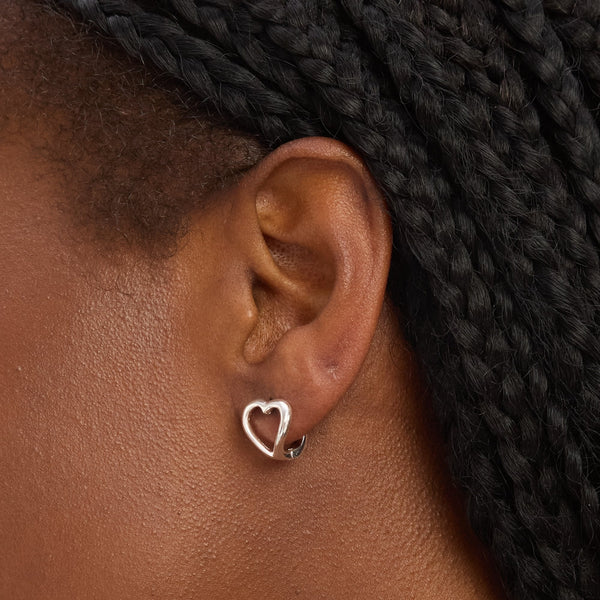 Simply Silver Sterling Silver 925 Polished Heart Hoop Earrings