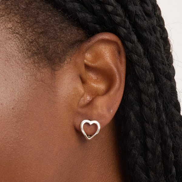Simply Silver Sterling Silver 925 Polished Heart Hoop Earrings