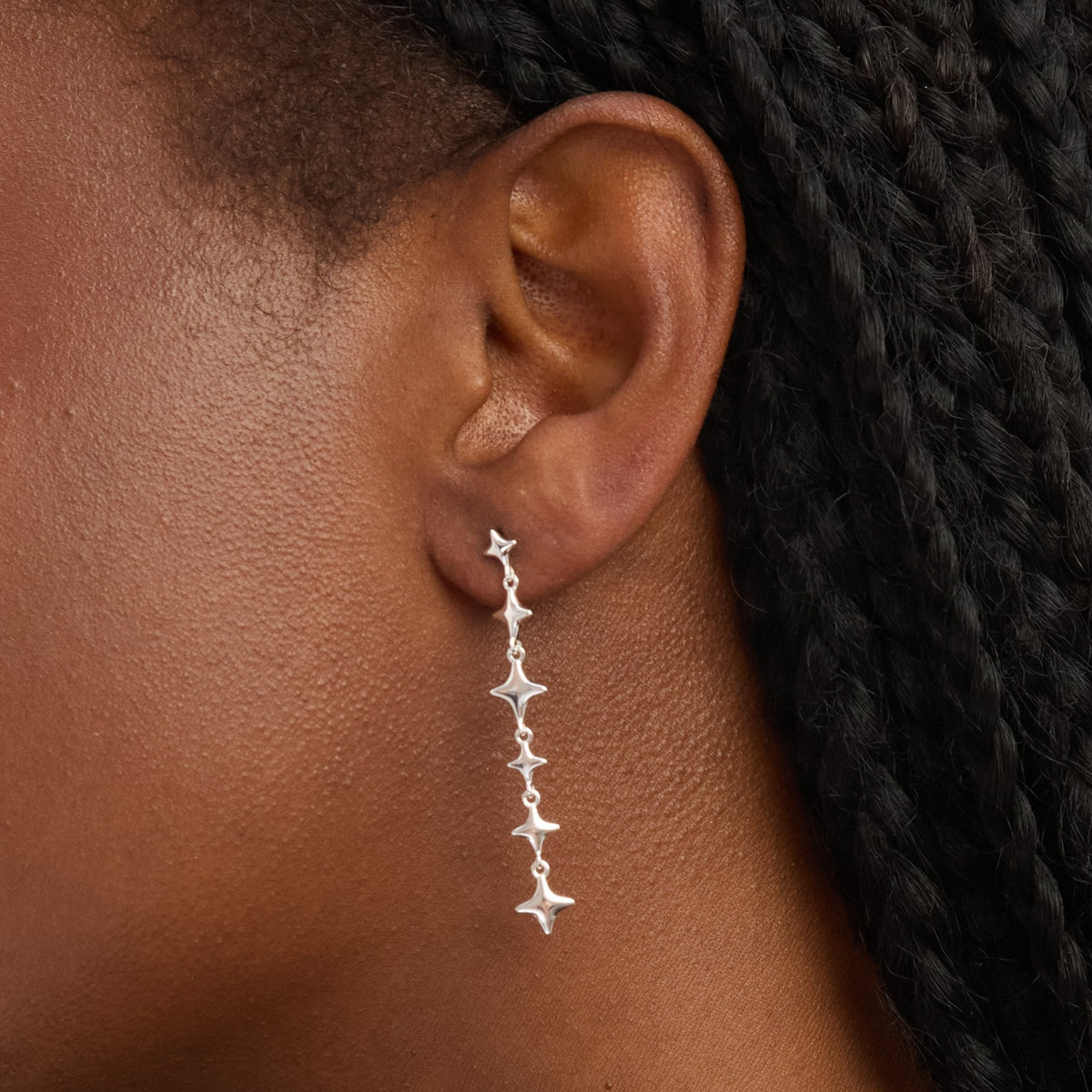 Simply Silver Sterling Silver 925 Polished Long Celestial Drop Earrings