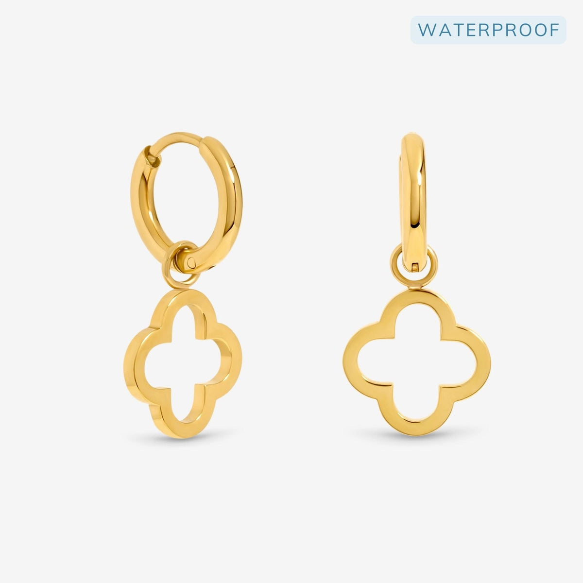 Jon Richard Waterproof Gold Plated Clover Huggie Hoops
