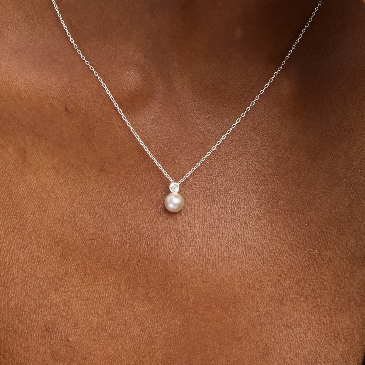 Simply Silver Sterling Silver 925 Cubic Zirconia Bezel Pearl Drop Pendant - Gift Pouch