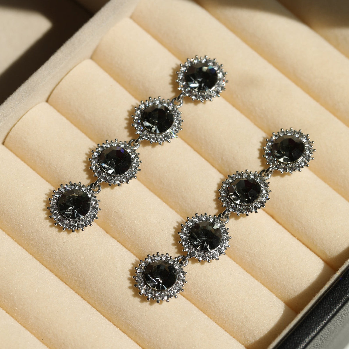 Jon Richard Black Diamond Statement Drop Earrings