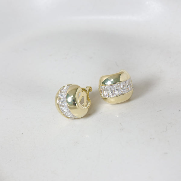 Jon Richard Gold Plated and Crystal Dome Clip Earrings