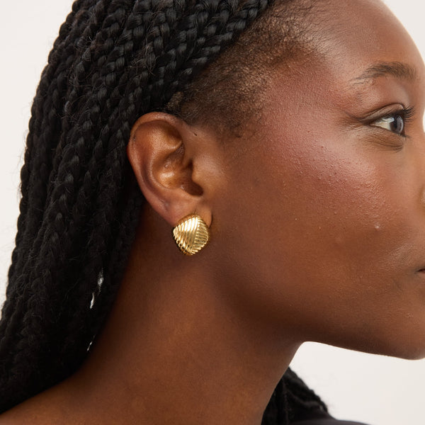 Jon Richard Gold Plated Ridge Square Clip Earrings