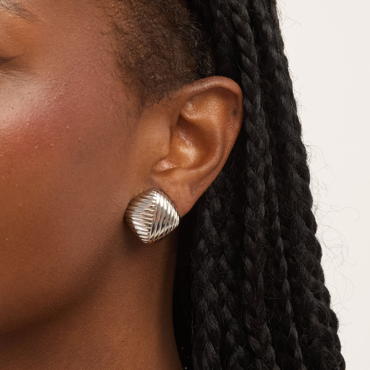 Jon Richard Silver Plated Ridge Square Clip Earrings