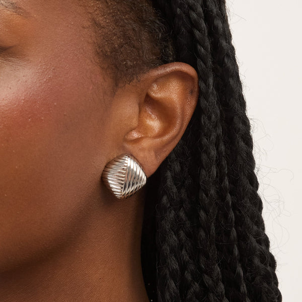 Jon Richard Silver Plated Ridge Square Clip Earrings