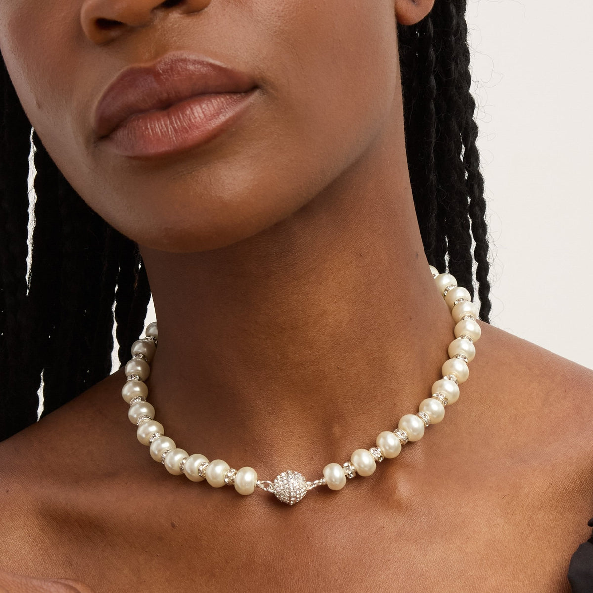 Jon Richard Silver Plated and Pave Pearl Necklace