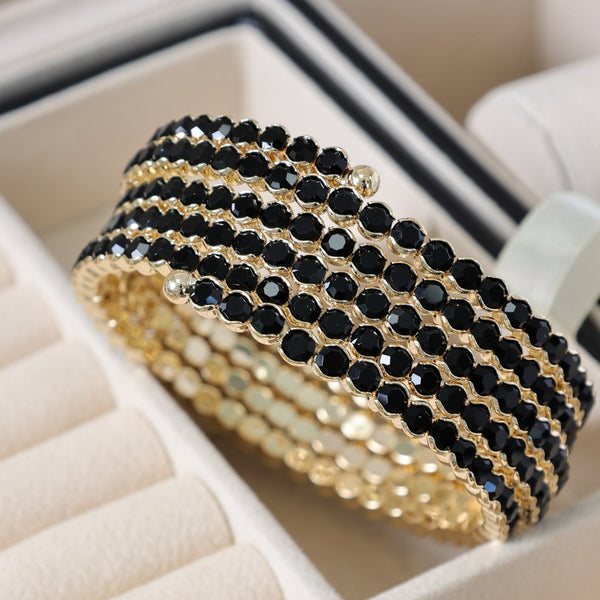 Mood Gold Black Round Wrap Cuff Bracelet