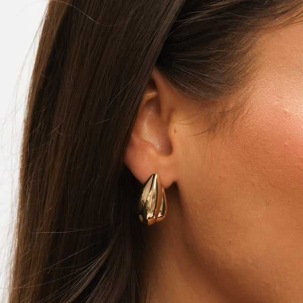 Mood Polished Gold & Jet Crystal Dome Earrings - Pack of 2