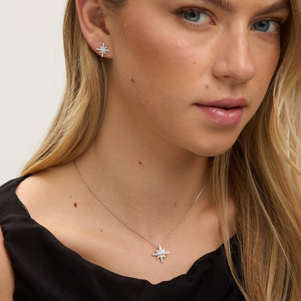 Jon Richard Rhodium Plated and Pave Star Set - Gift Box
