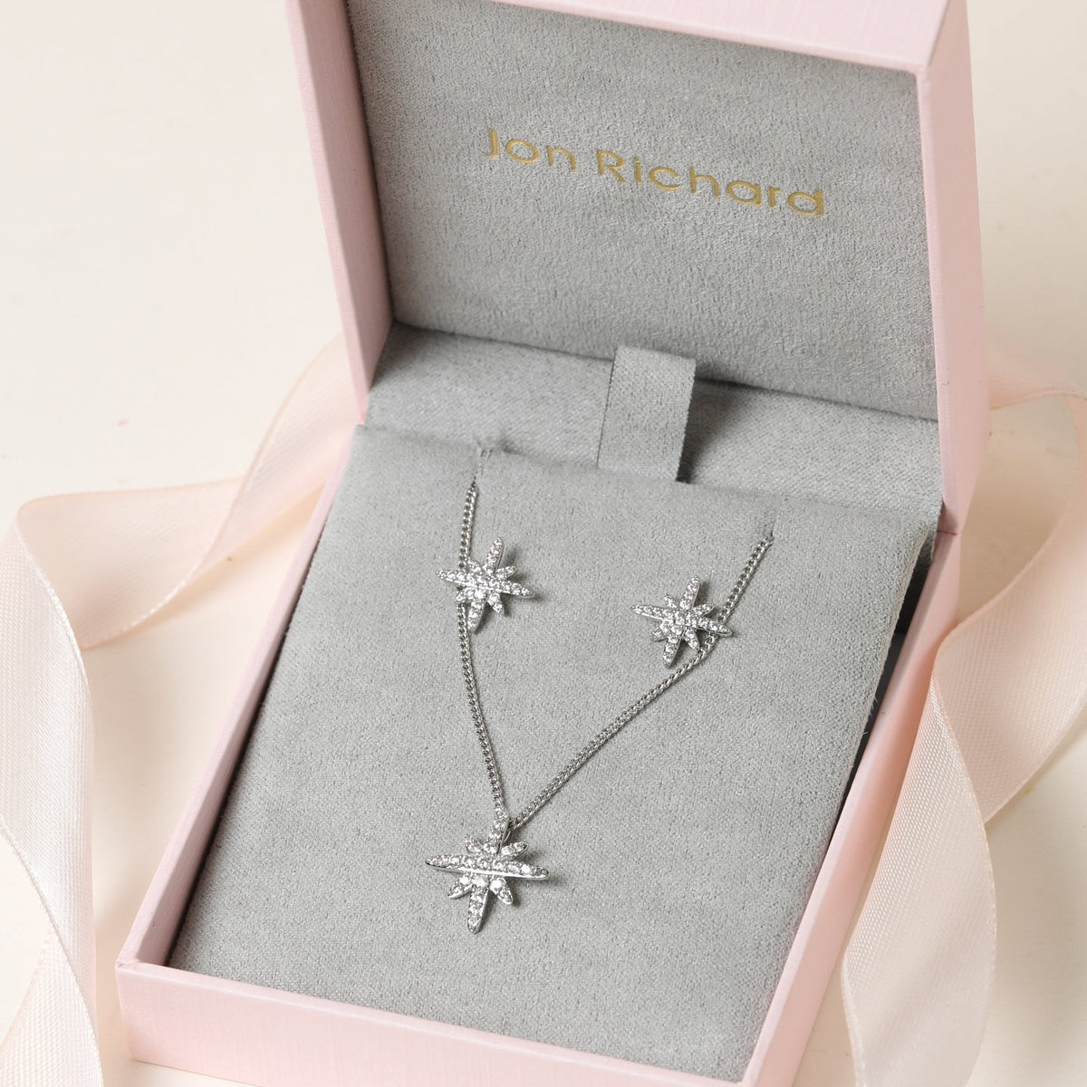Jon Richard Rhodium Plated and Pave Star Set - Gift Box