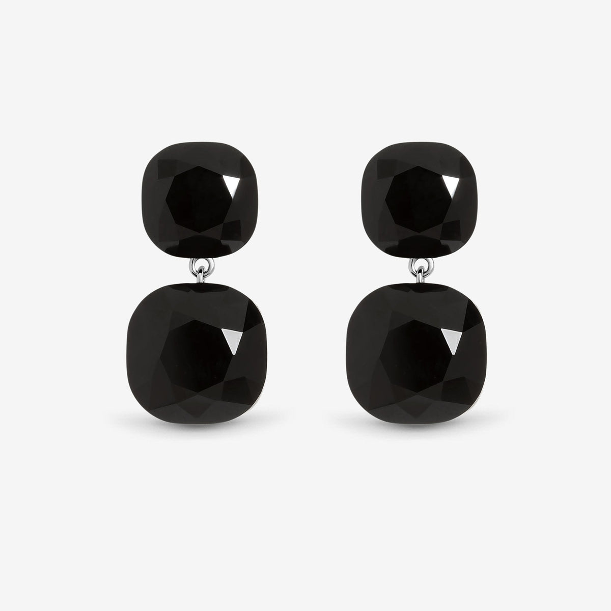 Jon Richard Rhodium Plated Jet Statement Stone Drop Earrings