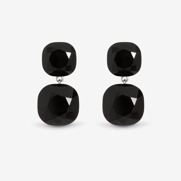 Jon Richard Rhodium Plated Jet Statement Stone Drop Earrings