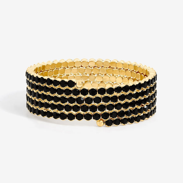 Mood Gold Black Round Wrap Cuff Bracelet