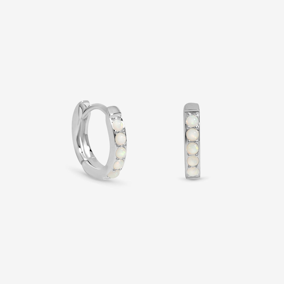 Simply Silver Sterling Silver 925 Cubic Zirconia Opal Hoop Earrings