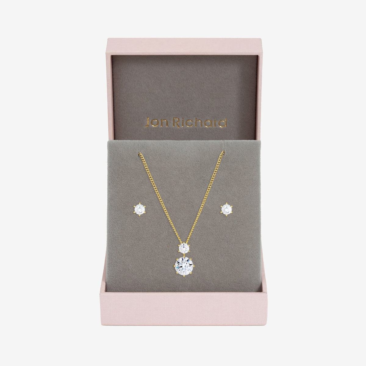 Jon Richard Gold Plated and Cubic Zirconia Round Drop Box Set - Gift Box