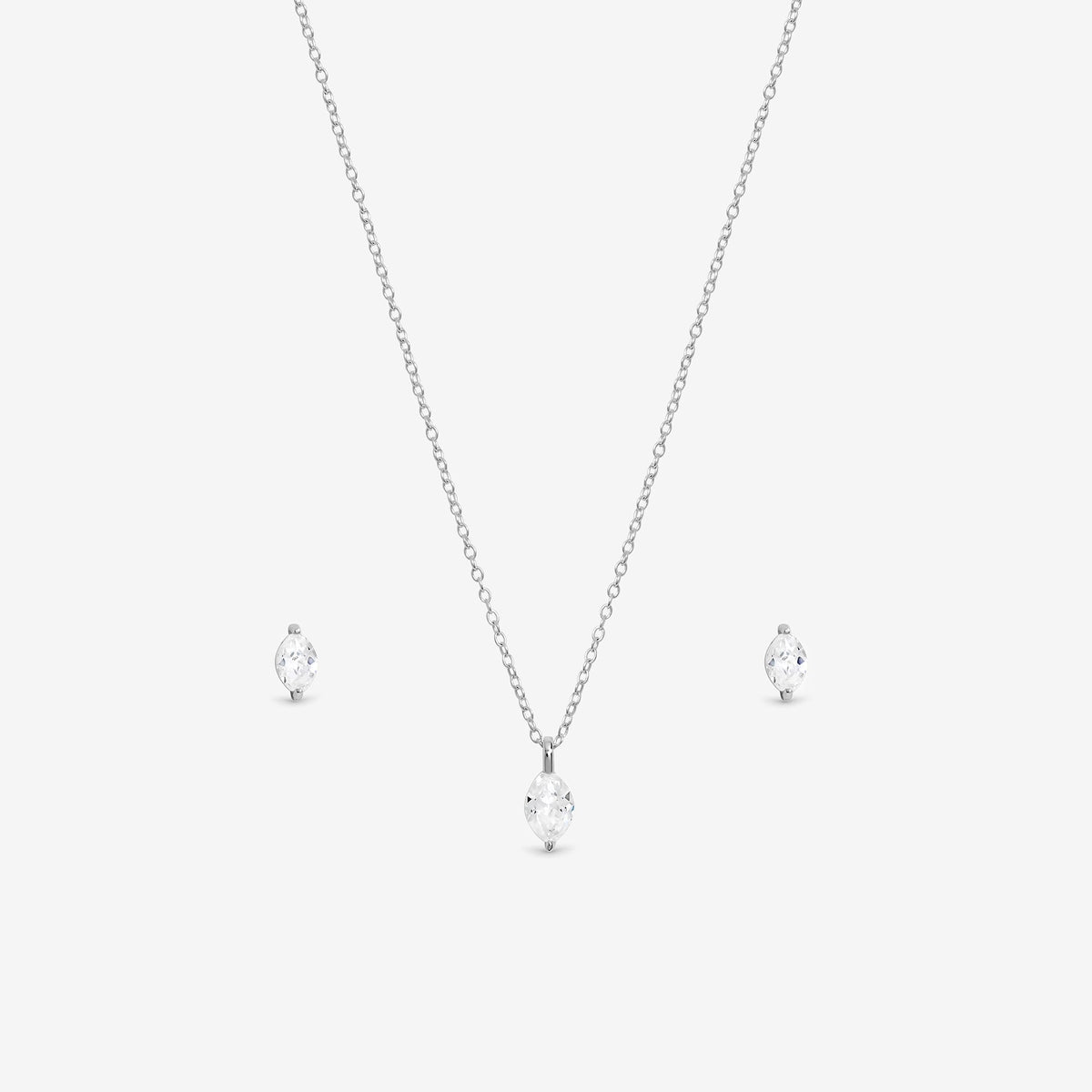 Simply Silver Sterling Silver 925 Cubic Zirconia Marquise Set