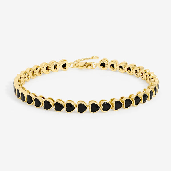 Inicio 14ct Gold Plated and Jet Crystal Tennis Bracelet - Gift Pouch