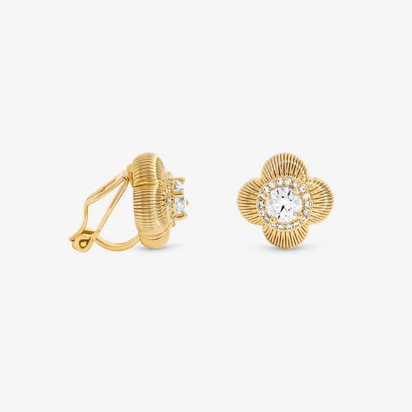 Jon Richard Gold Plated and Crystal Clover Earrings