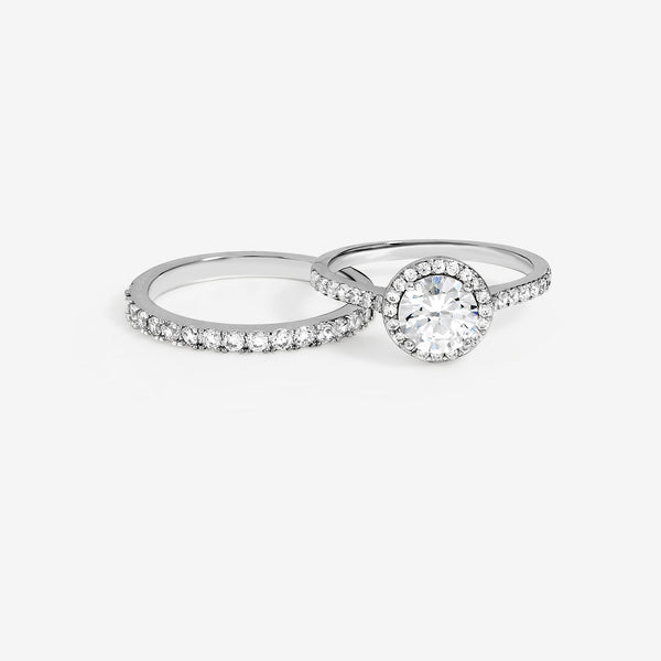 Jon Richard Rhodium Plated Halo Engagement Ring Set