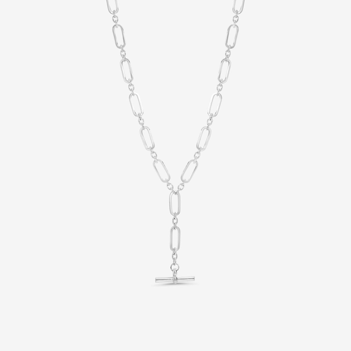 Mood Silver Polished T Bar Necklace