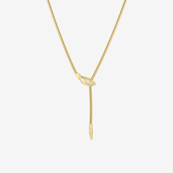 Inicio 14ct Gold Plated and Crystal Snake Necklace - Gift Pouch