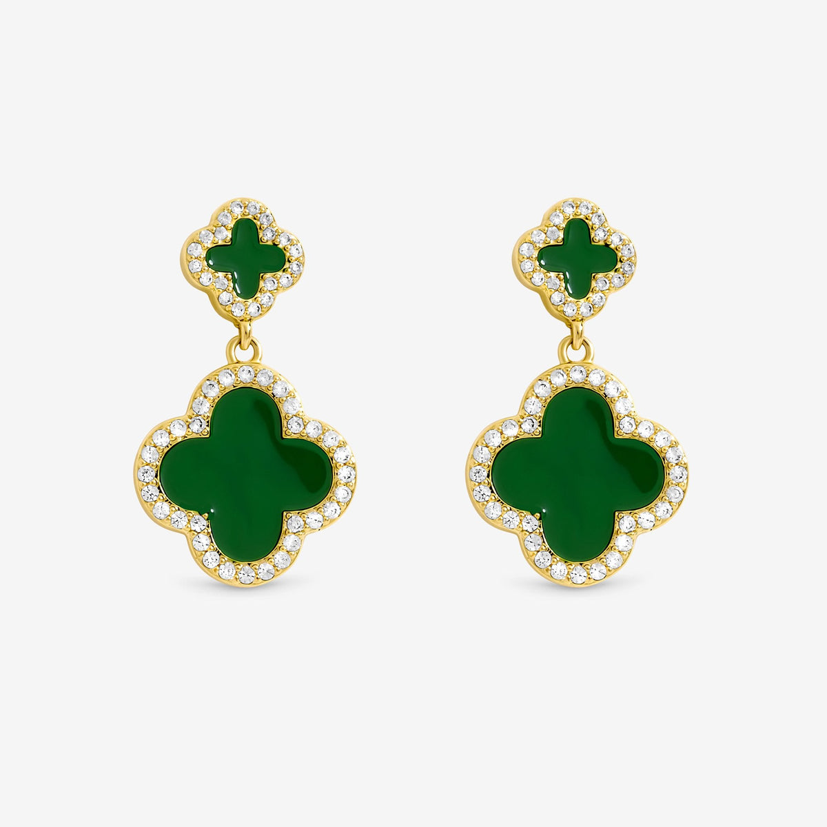 Jon Richard Gold Plated and Emerald Clover Earrings - Gift Box