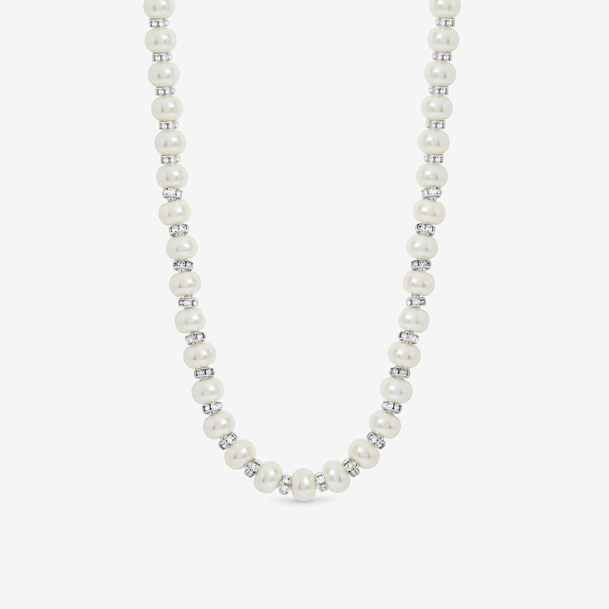 Jon Richard Silver Plated and Pave Pearl Necklace