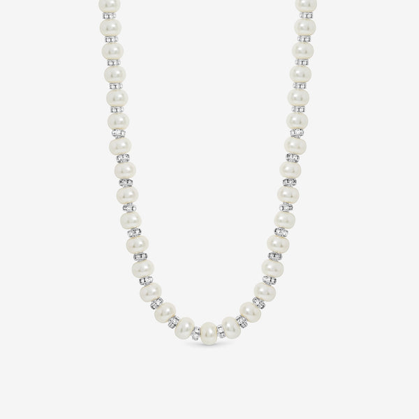 Jon Richard Silver Plated and Pave Pearl Necklace
