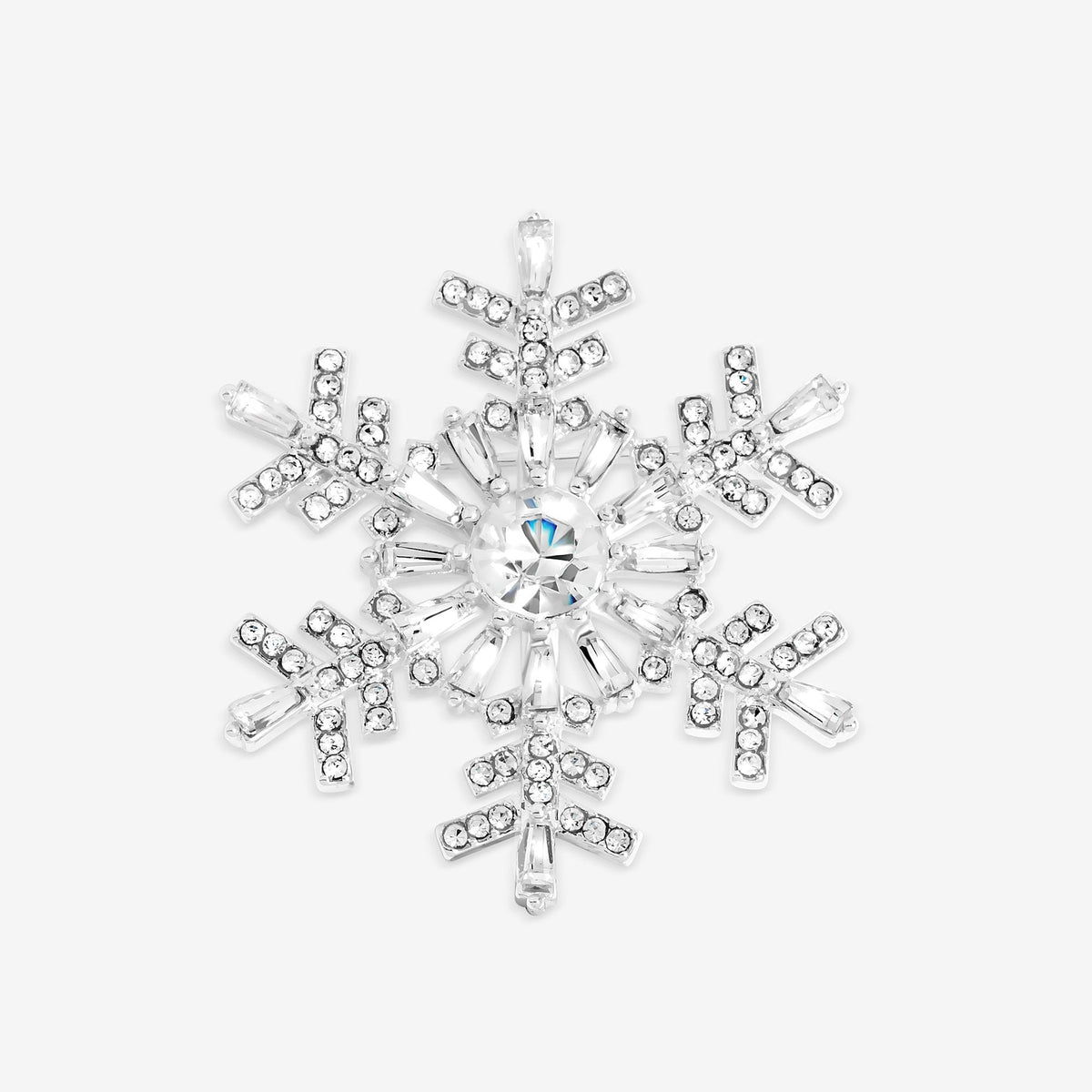 Jon Richard Silver Plated and Crystal Snowflake Brooch - Gift Box