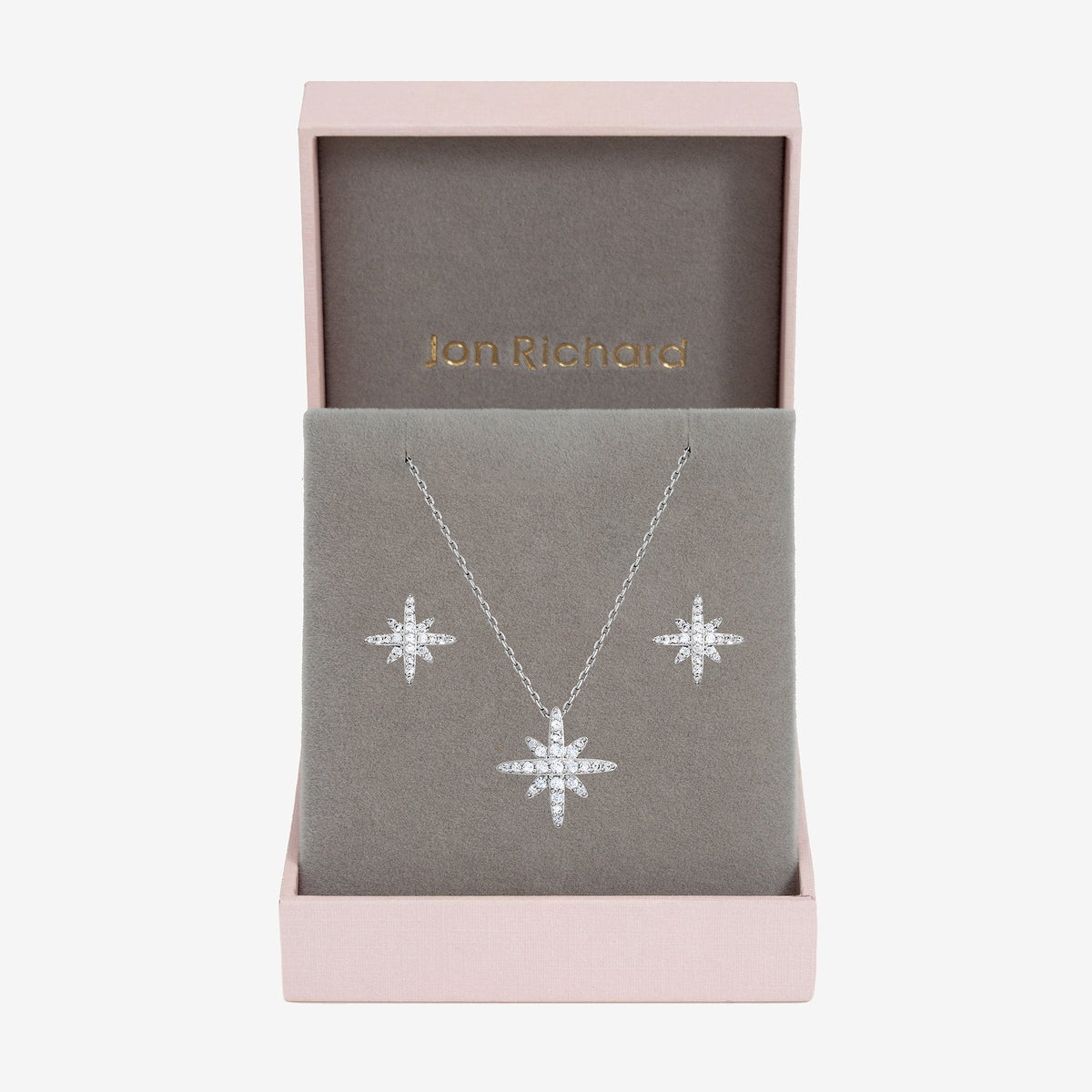 Jon Richard Rhodium Plated and Pave Star Set - Gift Box