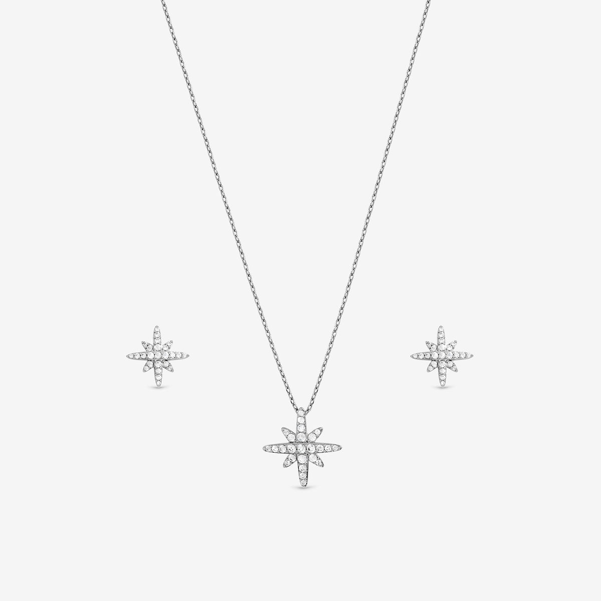 Jon Richard Rhodium Plated and Pave Star Set - Gift Box