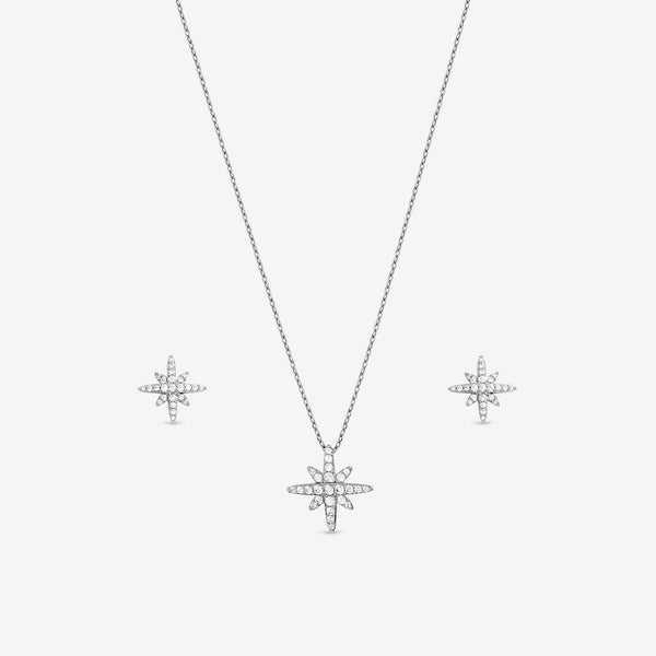 Jon Richard Rhodium Plated and Pave Star Set - Gift Box