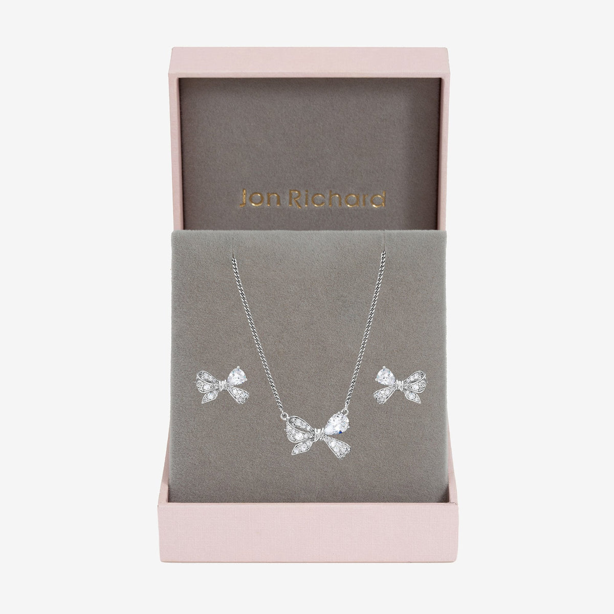 Jon Richard Rhodium Plated Bow Box Set - Gift Box