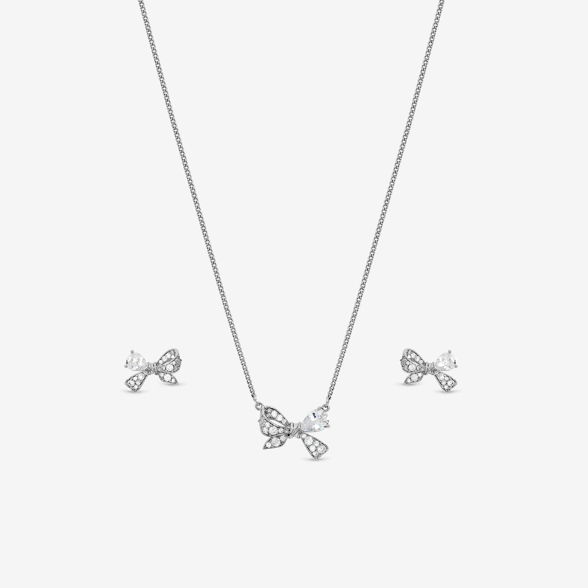 Jon Richard Rhodium Plated Bow Box Set - Gift Box