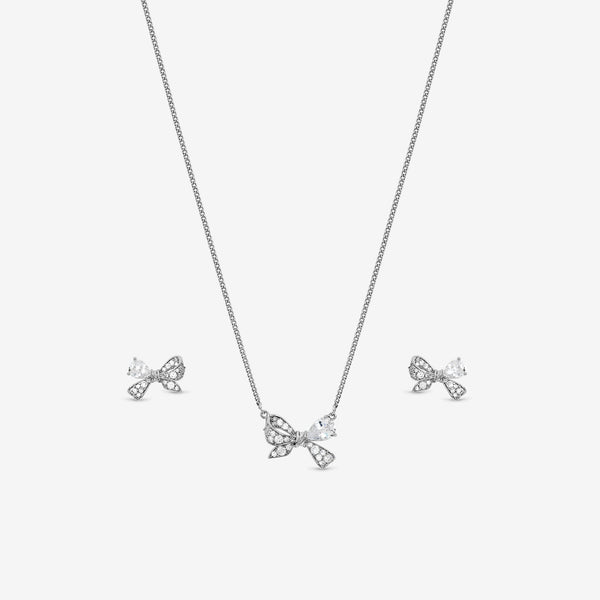Jon Richard Rhodium Plated Bow Box Set - Gift Box