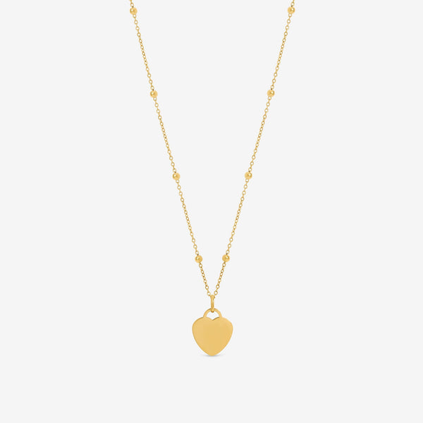Jon Richard Gold Plated Waterproof Engravable Heart Ball Chain Necklace