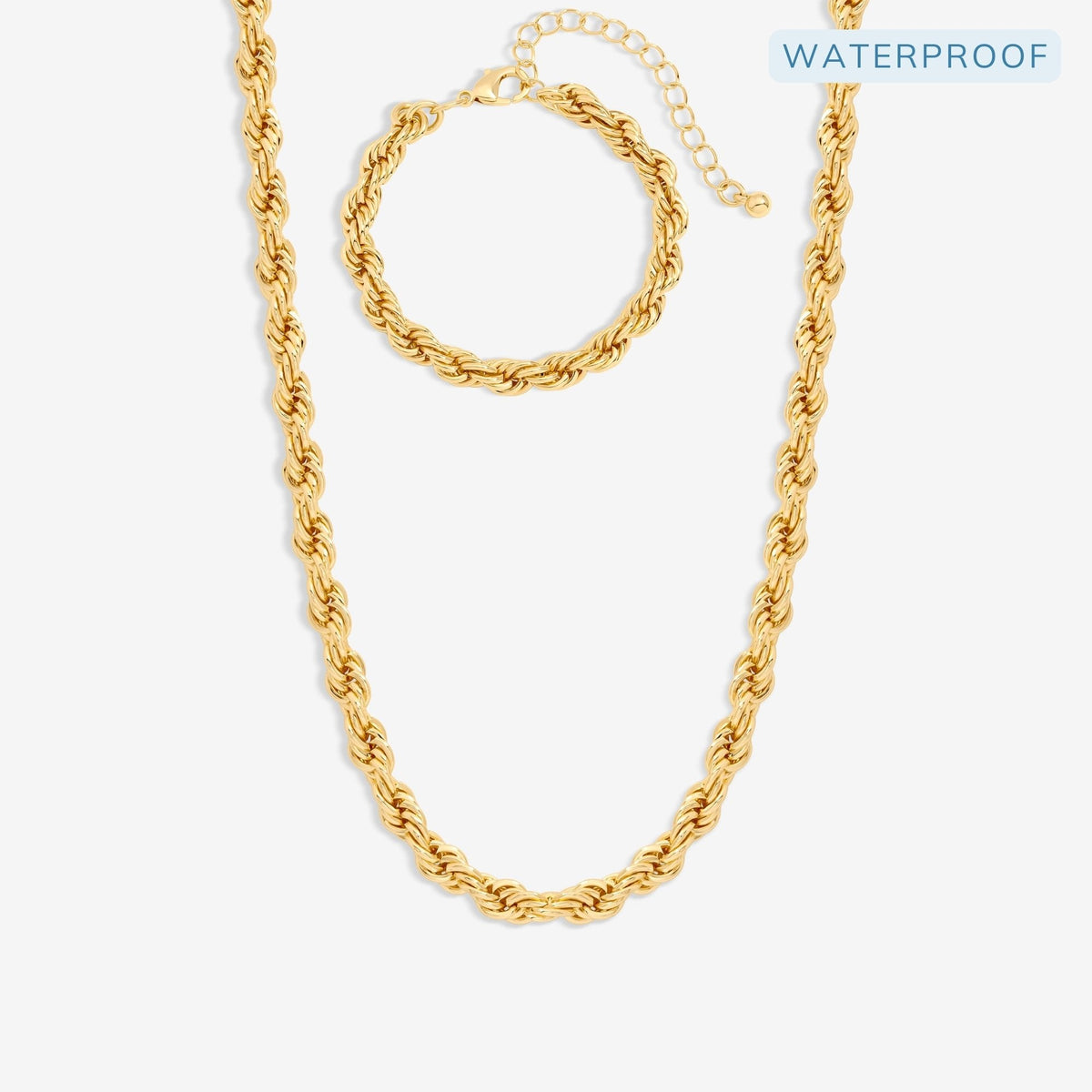 Mood Gold Waterproof Twisted Rope Necklace & Bracelet Set
