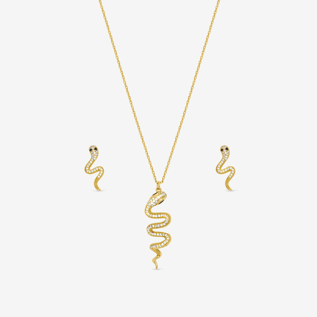 Inicio 14ct Gold Plated and Cubic Zirconia Snake Set - Gift Box
