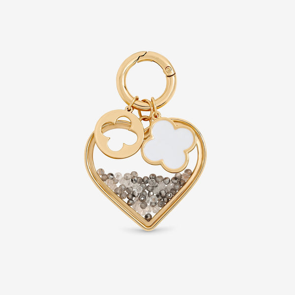 Mood Gold Plated Heart and Clover Bag Charm