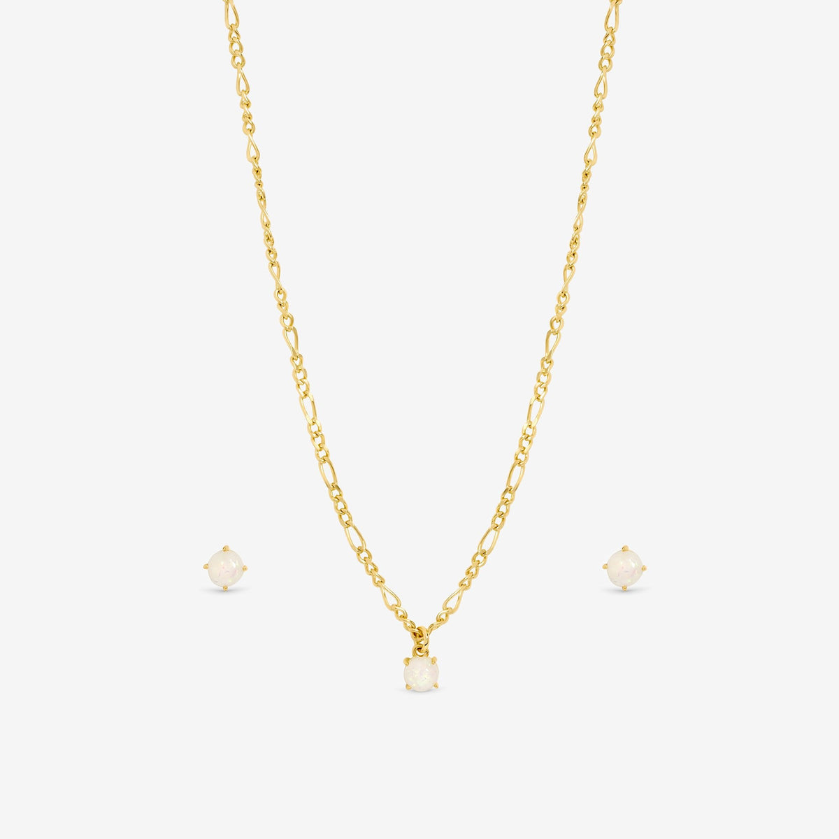 Inicio 14ct Gold Plated Opal Stone Pendant Set - Gift Box