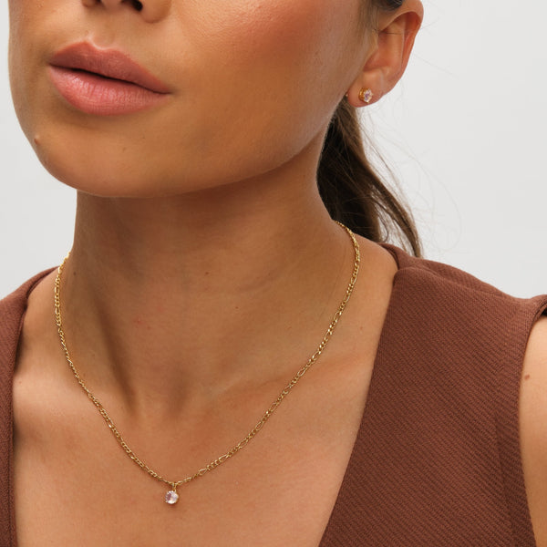 Inicio 14ct Gold Plated Opal Stone Pendant Set - Gift Box