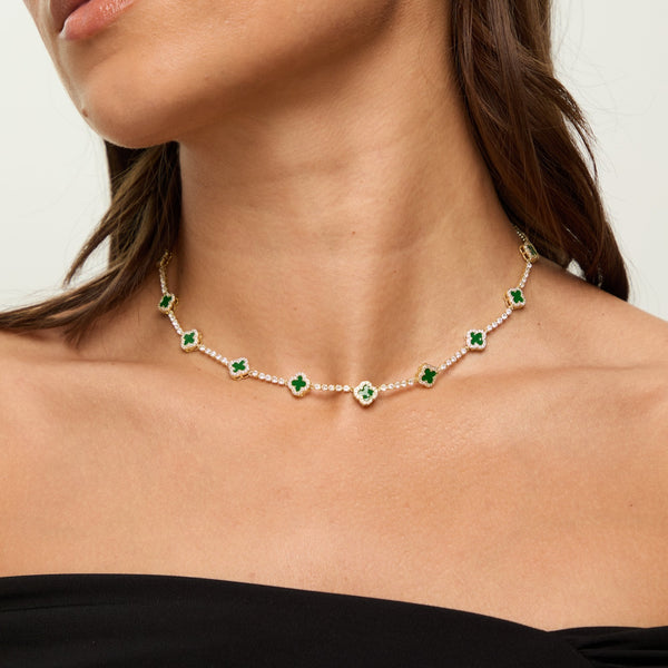 Jon Richard Gold Plated and Emerald Clover Necklace - Gift Box