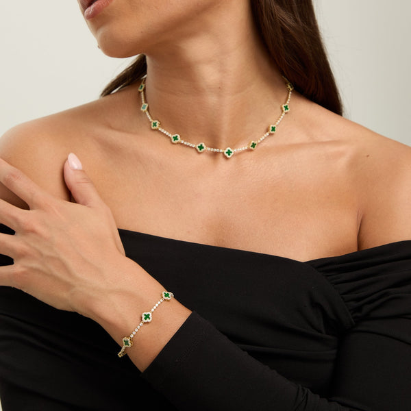Jon Richard Gold Plated and Emerald Clover Necklace - Gift Box