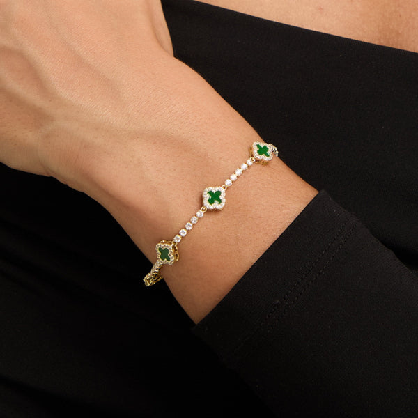 Jon Richard Gold Plated and Emerald Clover Bracelet - Gift Box