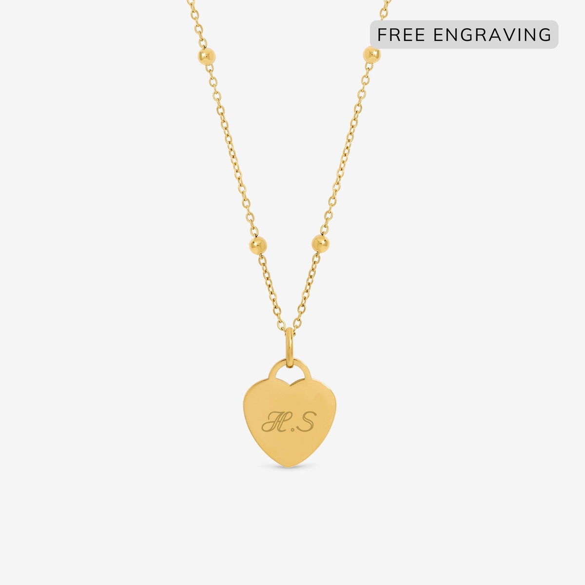 Jon Richard Gold Plated Waterproof Engravable Heart Ball Chain Necklace