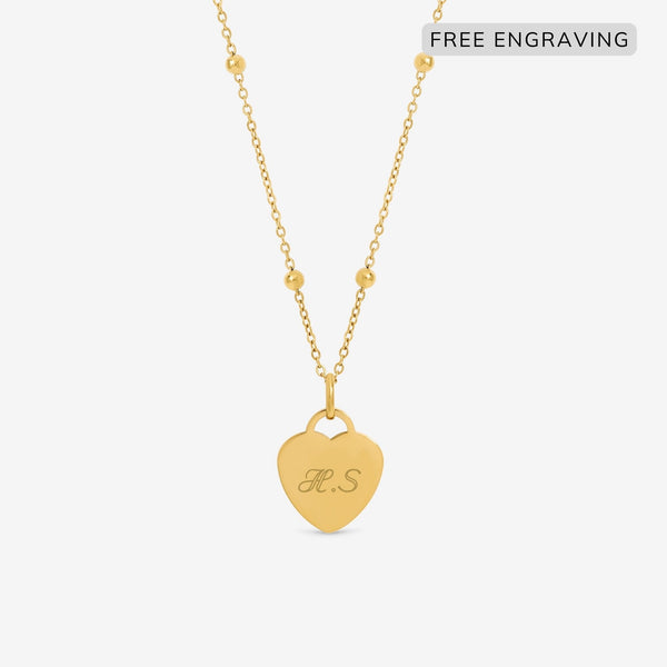 Jon Richard Gold Plated Waterproof Engravable Heart Ball Chain Necklace