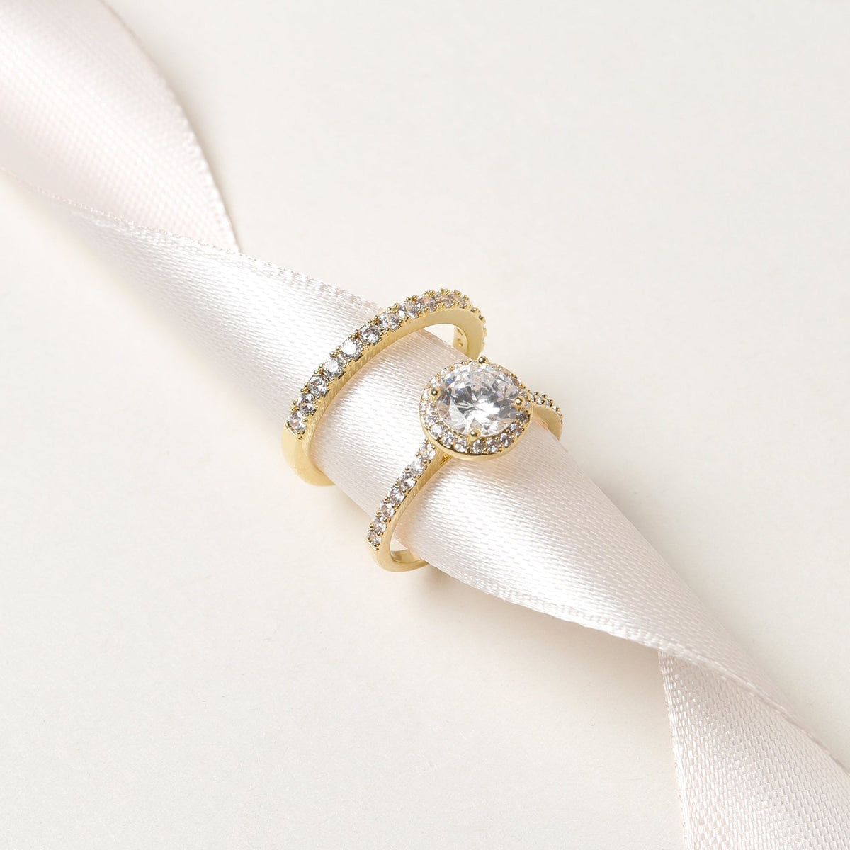 Jon Richard Gold Plated Halo Engagement Ring Set