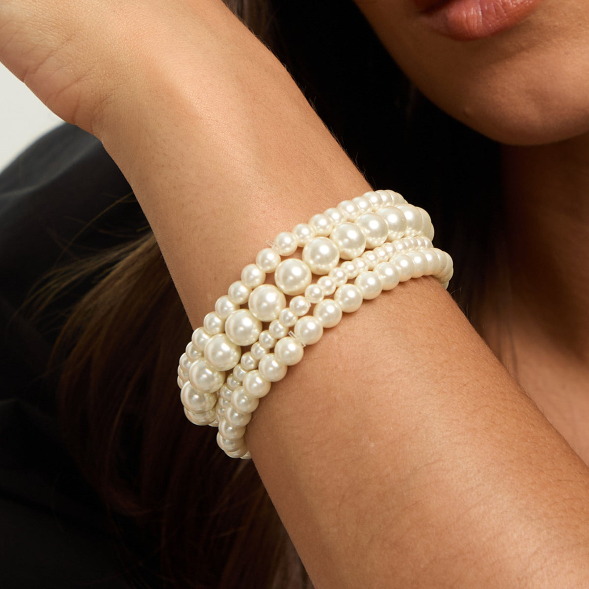 Mood Cream Pearl Multipack Stretch Bracelets - Pack of 4