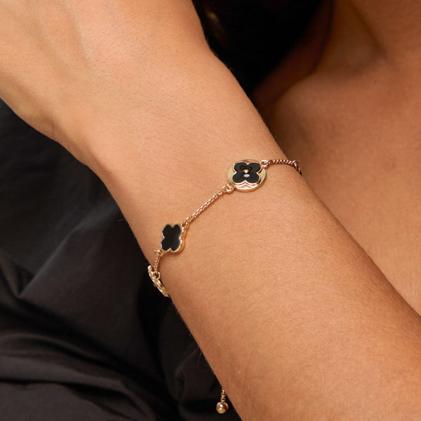 Mood Gold & Jet Clover Toggle Bracelet